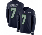 Youth Nike Seattle Seahawks #7 Brett Hundley Limited Navy Blue Therma Long Sleeve NFL Jersey