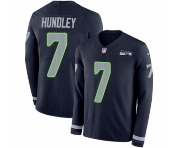 Youth Nike Seattle Seahawks #7 Brett Hundley Limited Navy Blue Therma Long Sleeve NFL Jersey