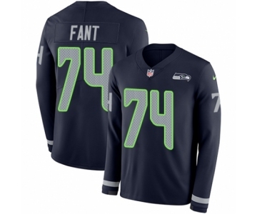 Youth Nike Seattle Seahawks #74 George Fant Limited Navy Blue Therma Long Sleeve NFL Jersey