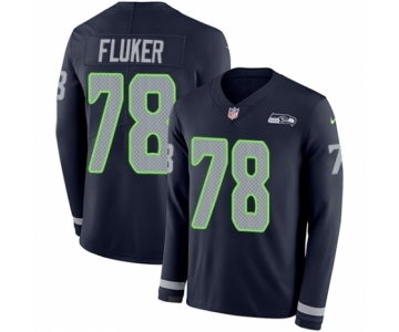 Youth Nike Seattle Seahawks #78 D.J. Fluker Limited Navy Blue Therma Long Sleeve NFL Jersey