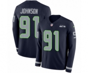 Youth Nike Seattle Seahawks #91 Tom Johnson Limited Navy Blue Therma Long Sleeve NFL Jersey