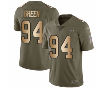 Youth Nike Seattle Seahawks #94 Rasheem Green Limited Olive Gold 2017 Salute to Service NFL Jersey