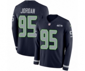 Youth Nike Seattle Seahawks #95 Dion Jordan Limited Navy Blue Therma Long Sleeve NFL Jersey