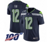 Youth Seattle Seahawks 12th Fan Navy Blue Team Color Vapor Untouchable Limited Player 100th Season Football Jersey