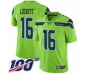 Youth Seattle Seahawks #16 Tyler Lockett Limited Green Rush Vapor Untouchable 100th Season Football Jersey