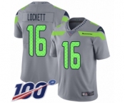 Youth Seattle Seahawks #16 Tyler Lockett Limited Silver Inverted Legend 100th Season Football Jersey