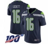 Youth Seattle Seahawks #16 Tyler Lockett Navy Blue Team Color Vapor Untouchable Limited Player 100th Season Football Jersey