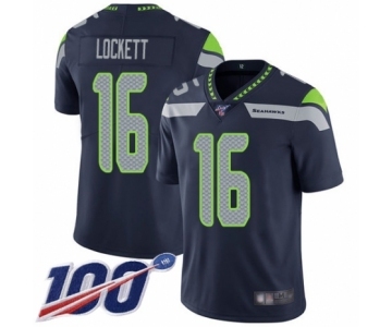 Youth Seattle Seahawks #16 Tyler Lockett Navy Blue Team Color Vapor Untouchable Limited Player 100th Season Football Jersey