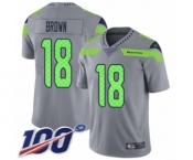 Youth Seattle Seahawks #18 Jaron Brown Limited Silver Inverted Legend 100th Season Football Jersey