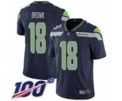 Youth Seattle Seahawks #18 Jaron Brown Navy Blue Team Color Vapor Untouchable Limited Player 100th Season Football Jersey