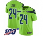 Youth Seattle Seahawks #24 Marshawn Lynch Limited Green Rush Vapor Untouchable 100th Season Football Jersey