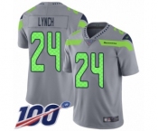 Youth Seattle Seahawks #24 Marshawn Lynch Limited Silver Inverted Legend 100th Season Football Jersey