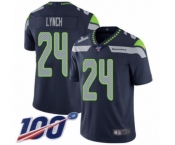 Youth Seattle Seahawks #24 Marshawn Lynch Navy Blue Team Color Vapor Untouchable Limited Player 100th Season Football Jersey