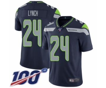 Youth Seattle Seahawks #24 Marshawn Lynch Navy Blue Team Color Vapor Untouchable Limited Player 100th Season Football Jersey