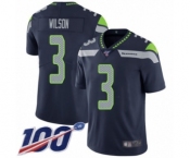 Youth Seattle Seahawks #3 Russell Wilson Navy Blue Team Color Vapor Untouchable Limited Player 100th Season Football Jersey