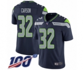 Youth Seattle Seahawks #32 Chris Carson Navy Blue Team Color Vapor Untouchable Limited Player 100th Season Football Jersey