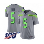 Youth Seattle Seahawks #5 Jason Myers Limited Silver Inverted Legend 100th Season Football Jersey