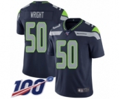 Youth Seattle Seahawks #50 K.J. Wright Navy Blue Team Color Vapor Untouchable Limited Player 100th Season Football Jersey