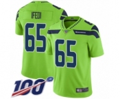 Youth Seattle Seahawks #65 Germain Ifedi Limited Green Rush Vapor Untouchable 100th Season Football Jersey