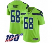 Youth Seattle Seahawks #68 Justin Britt Limited Green Rush Vapor Untouchable 100th Season Football Jersey