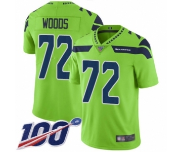 Youth Seattle Seahawks #72 Al Woods Limited Green Rush Vapor Untouchable 100th Season Football Jersey