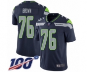 Youth Seattle Seahawks #76 Duane Brown Navy Blue Team Color Vapor Untouchable Limited Player 100th Season Football Jersey