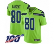 Youth Seattle Seahawks #80 Steve Largent Limited Green Rush Vapor Untouchable 100th Season Football Jersey