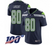 Youth Seattle Seahawks #80 Steve Largent Navy Blue Team Color Vapor Untouchable Limited Player 100th Season Football Jersey