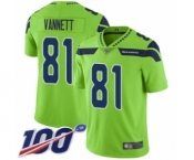 Youth Seattle Seahawks #81 Nick Vannett Limited Green Rush Vapor Untouchable 100th Season Football Jersey