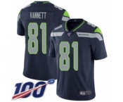 Youth Seattle Seahawks #81 Nick Vannett Navy Blue Team Color Vapor Untouchable Limited Player 100th Season Football Jersey