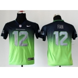 nike youth nfl jerseys seattle seahawks #12 fan blue-green[nike drift fashion][second version]