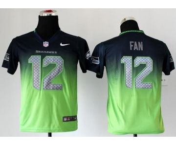 nike youth nfl jerseys seattle seahawks #12 fan blue-green[nike drift fashion][second version]