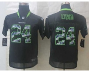 nike youth nfl jerseys seattle seahawks #24 lynch black[nike united sideline]