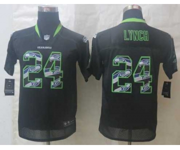 nike youth nfl jerseys seattle seahawks #24 lynch black[nike united sideline]