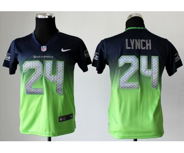 nike youth nfl jerseys seattle seahawks #24 marshawn lynch blue-green[Elite drift fashion][second version]