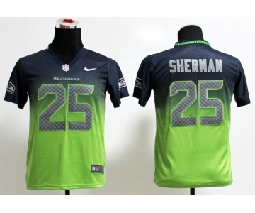 nike youth nfl jerseys seattle seahawks #25 sherman blue-green[nike drift fashion][second version]