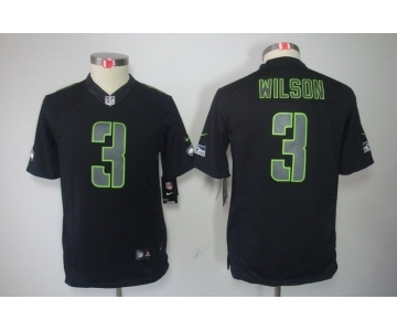 nike youth nfl jerseys seattle seahawks #3 wilson black[nike impact limited]