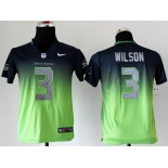 nike youth nfl jerseys seattle seahawks #3 wilson blue-green[nike drift fashion][second version]