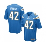 Men's Nike Los Angeles Chargers #42 Uchenna Nwosu Game Electric Blue Alternate NFL Jersey