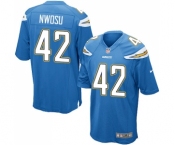 Men's Nike Los Angeles Chargers #42 Uchenna Nwosu Game Electric Blue Alternate NFL Jersey