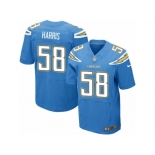 Men Nike Los Angeles Chargers #58 Nigel Harris Elite Electric Blue Alternate NFL Jersey