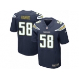 Men Nike Los Angeles Chargers #58 Nigel Harris Elite Navy Blue Team Color NFL Jersey