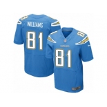 Men Nike Los Angeles Chargers #81 Mike Williams Elite Electric Blue Alternate NFL Jersey