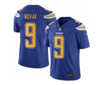 Men Nike Los Angeles Chargers #9 Nick Novak Elite Electric Blue Rush Vapor Untouchable NFL Jersey