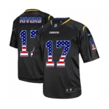 Men's Los Angeles Chargers #17 Philip Rivers Elite Black USA Flag Fashion Football Jersey