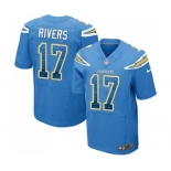 Men's Los Angeles Chargers #17 Philip Rivers Elite Electric Blue Alternate Drift Fashion Football Jersey