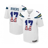 Men's Los Angeles Chargers #17 Philip Rivers Elite White Road USA Flag Fashion Football Jersey