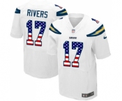 Men's Los Angeles Chargers #17 Philip Rivers Elite White Road USA Flag Fashion Football Jersey