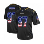 Men's Los Angeles Chargers #97 Joey Bosa Elite Black USA Flag Fashion Football Jersey