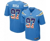 Men's Los Angeles Chargers #97 Joey Bosa Elite Electric Blue Alternate USA Flag Fashion Football Jersey